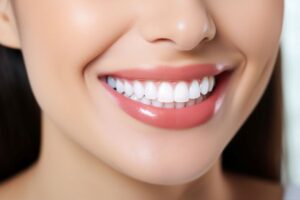 Close-up of woman’s beautiful smile with perfect teeth